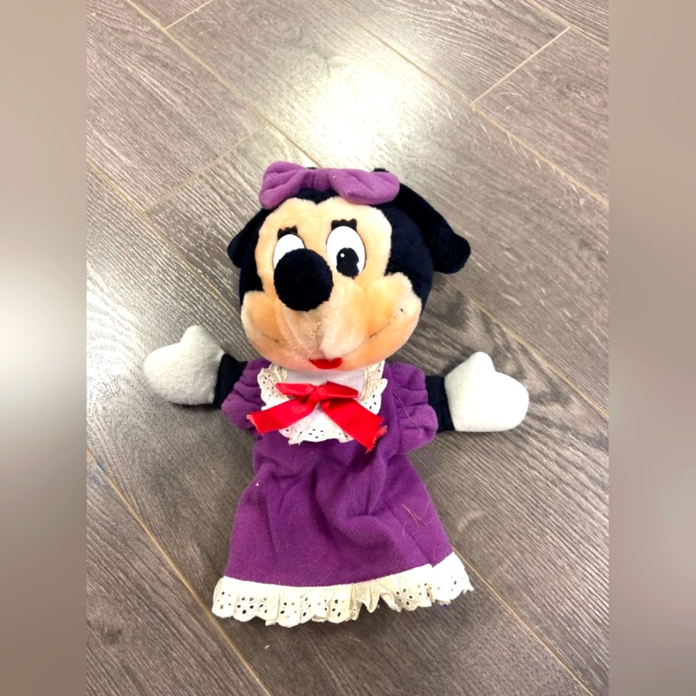 Vintage Disney Minnie mouse hand puppets purple dress